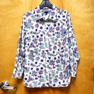 Talbots plus shirt size X (10-12?) White with floral print